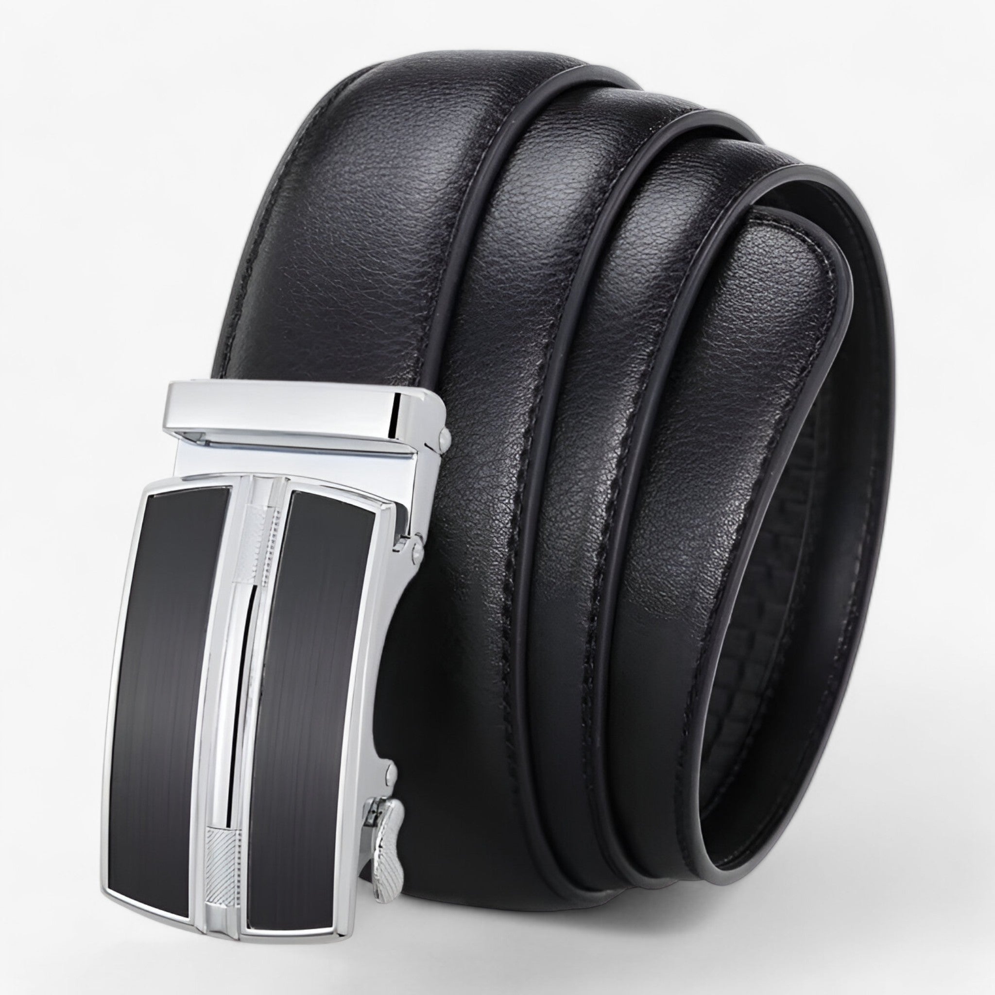 Cintura Uomo in Vera Pelle Nera - Design Contemporaneo ed Elegante - - cintura cintura pelle contemporanea men's belt pelle uomo - Concept Palermo