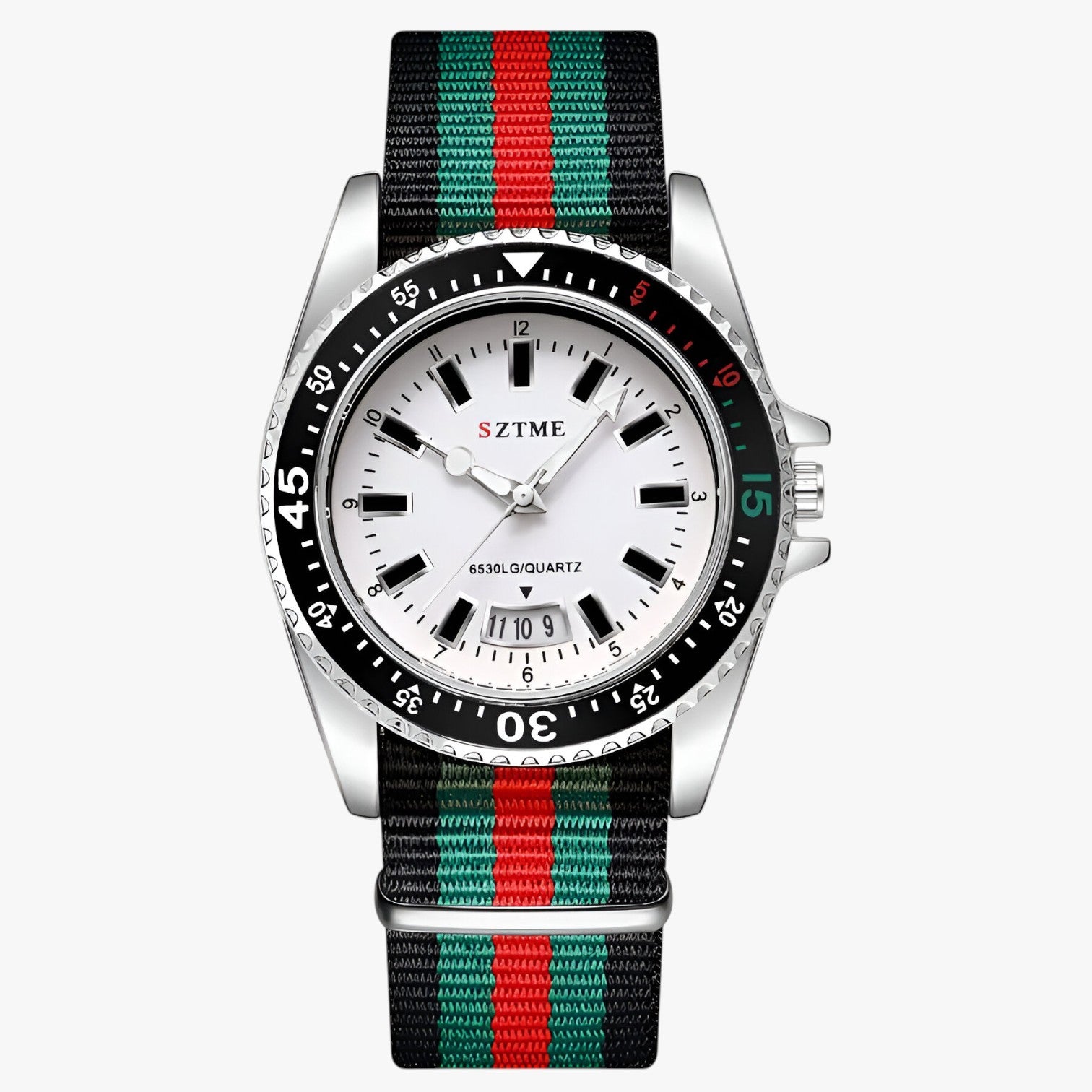Orologio con cinturino in nylon e luce notturna Uomo - Bianco Argento Sì - cinturino luce notturna nylon orologio orologio cinturino uomo watch watch for men watches WATCHES FOR MEN - Concept Palermo