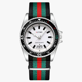 Orologio con cinturino in nylon e luce notturna Uomo - Bianco Argento Sì - cinturino Linen luce Men notturna nylon orologio orologio cinturino uomo watch watch for men watches WATCHES FOR MEN - Concept Palermo