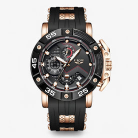 Orologio da uomo militare sportivo al quarzo “Paco - Creato Per Chi Ama L’Azione.” - oro rosa nero - azione creato Linen Men militare orologio orologio uomo paco quarzo sportivo watch for men - Concept Palermo