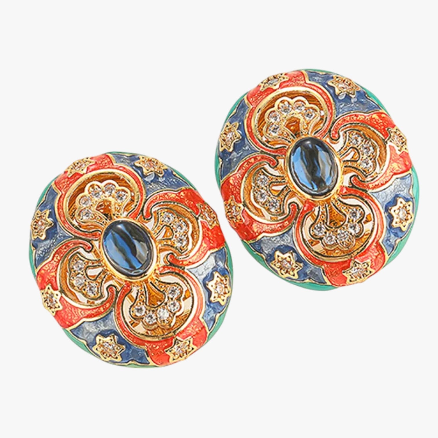 Orecchini vintage dorati con smalti decorati - - decorati dorati EARRINGS Earrings for Women Girls jewelry New Fashion Earrings orecchini orecchini vintage smalti vintage - Concept Palermo