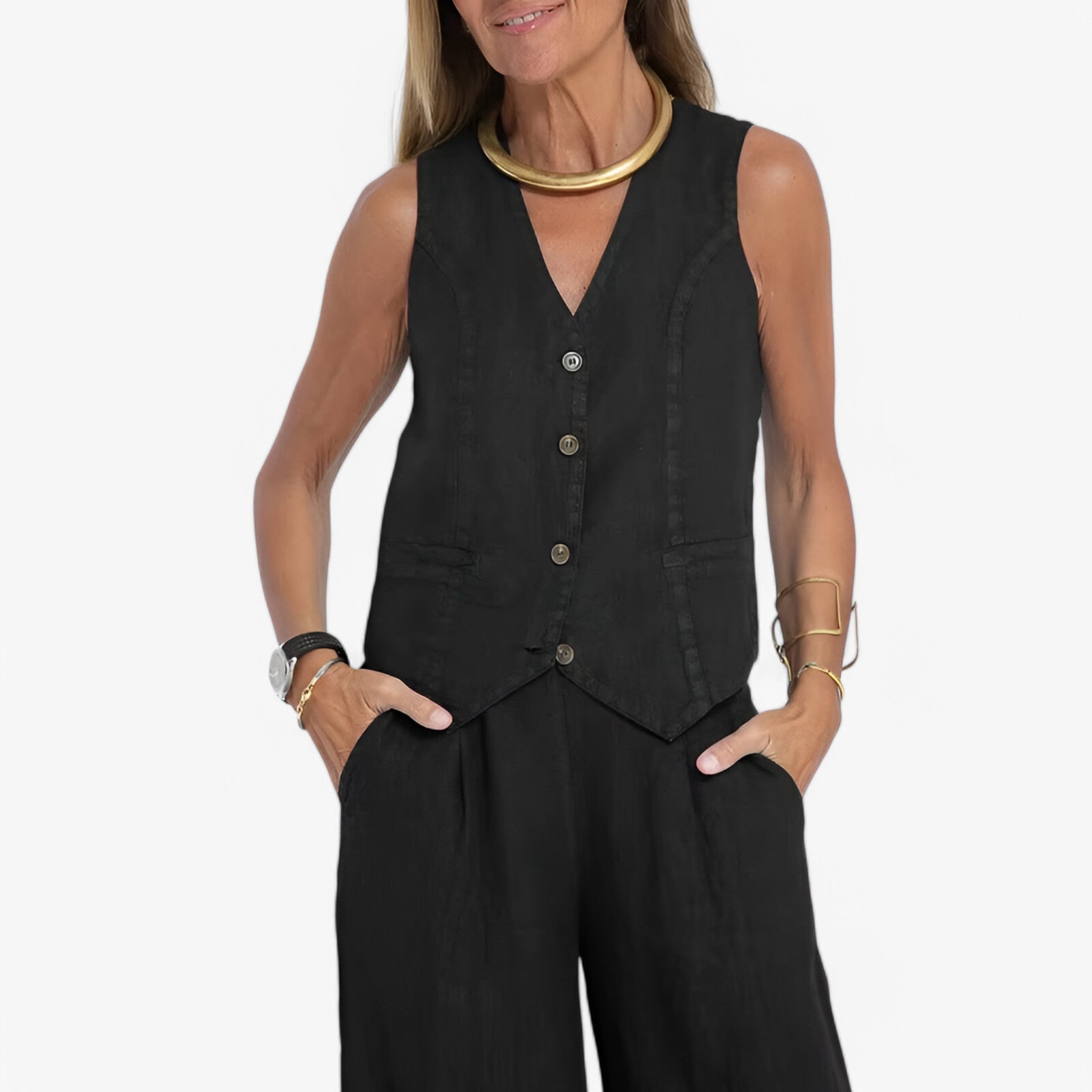 Gilet senza maniche (con pantaloni coordinati gratuiti) - - coordinati gilet gilet maniche gratuiti maniche outfit sets pantaloni - Concept Palermo