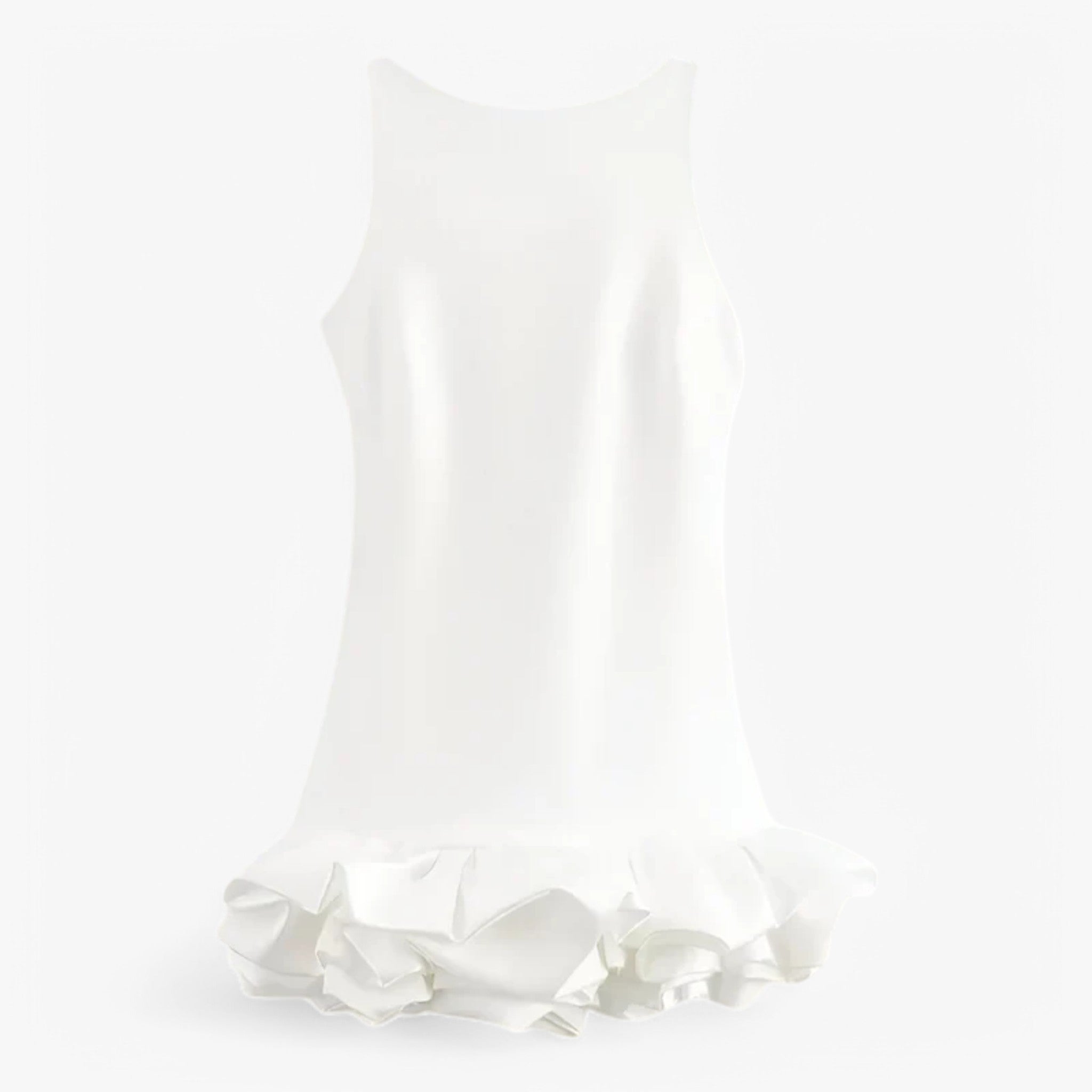 Vestito Donna a Volant Elegante e Moderno - Stile Sofisticato - Bianco - donna dresses sofisticato vestito vestito volant volant - Concept Palermo