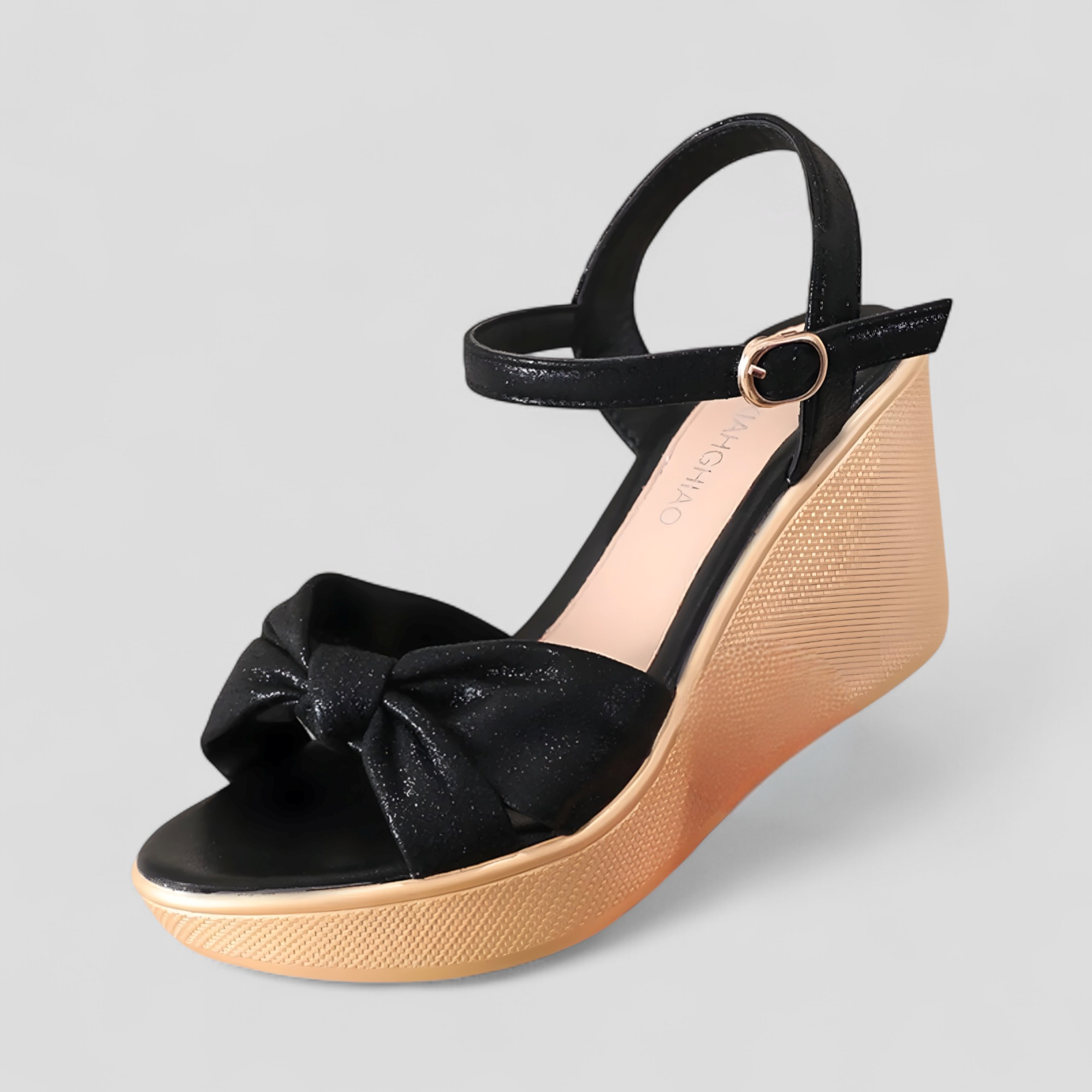 Sandali plateau da donna con dettaglio a ginocchio e tacco a cono - Nero - breathable sandals casual sandals cono dettaglio donna elegant sandals fashion sandals ginocchio must-have sandals plateau sandali sandali plateau sandals walking sandals - Concept Palermo
