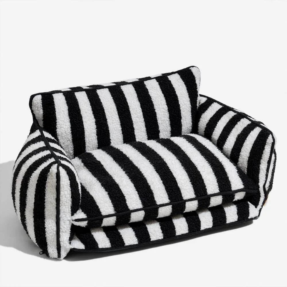 Letto per cani Design a strisce rosa - Morbido e caldo luogo di riposo - Imitazione lana d'agnello