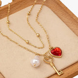 Hartvormige ketting met parel