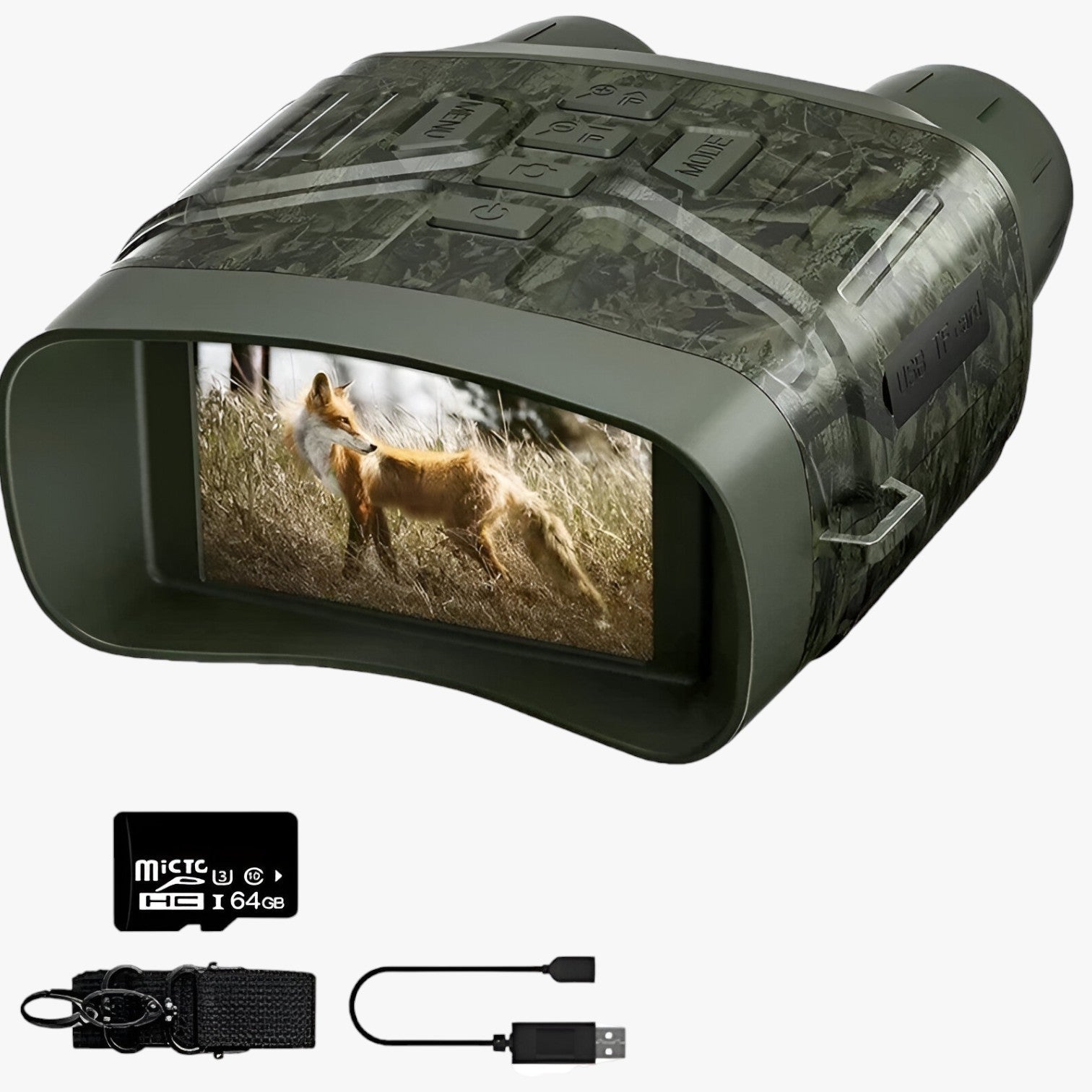 Binocolo Digitale Notturno 4K HD con Registrazione Video, Zoom 5X, Foto e IR Potente - Camouflage -64GB - binocolo binocolo notturno camera gadget gadgets notturno registrazione zoom - Concept Palermo