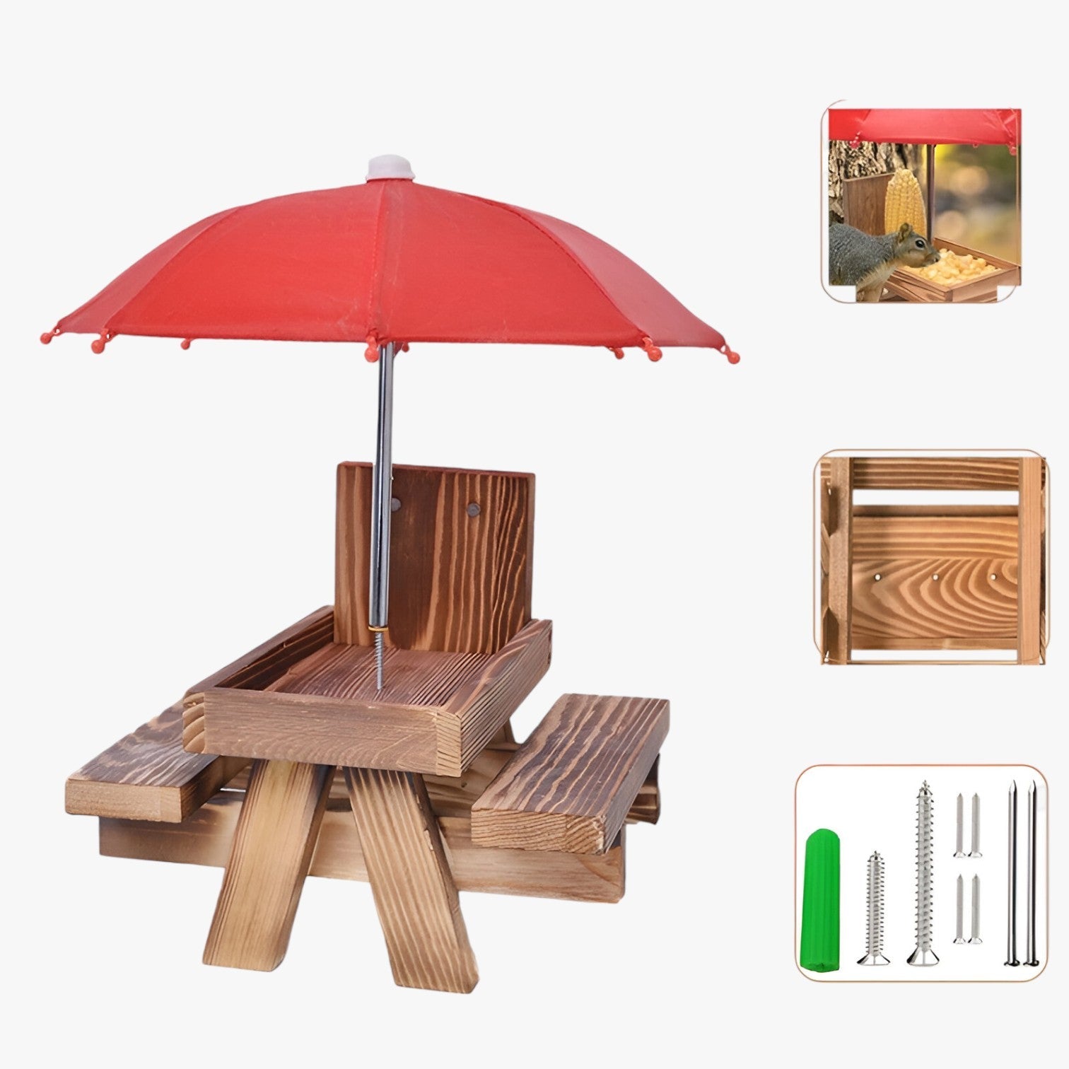 Ciotola per scoiattoli con panchina – carina e resistente alle intemperie Lino Legno - - alle carina ciotola ciotola scoiattoli intemperie legno lino panchina pet PET SUPPLIES petproduct - Concept Palermo