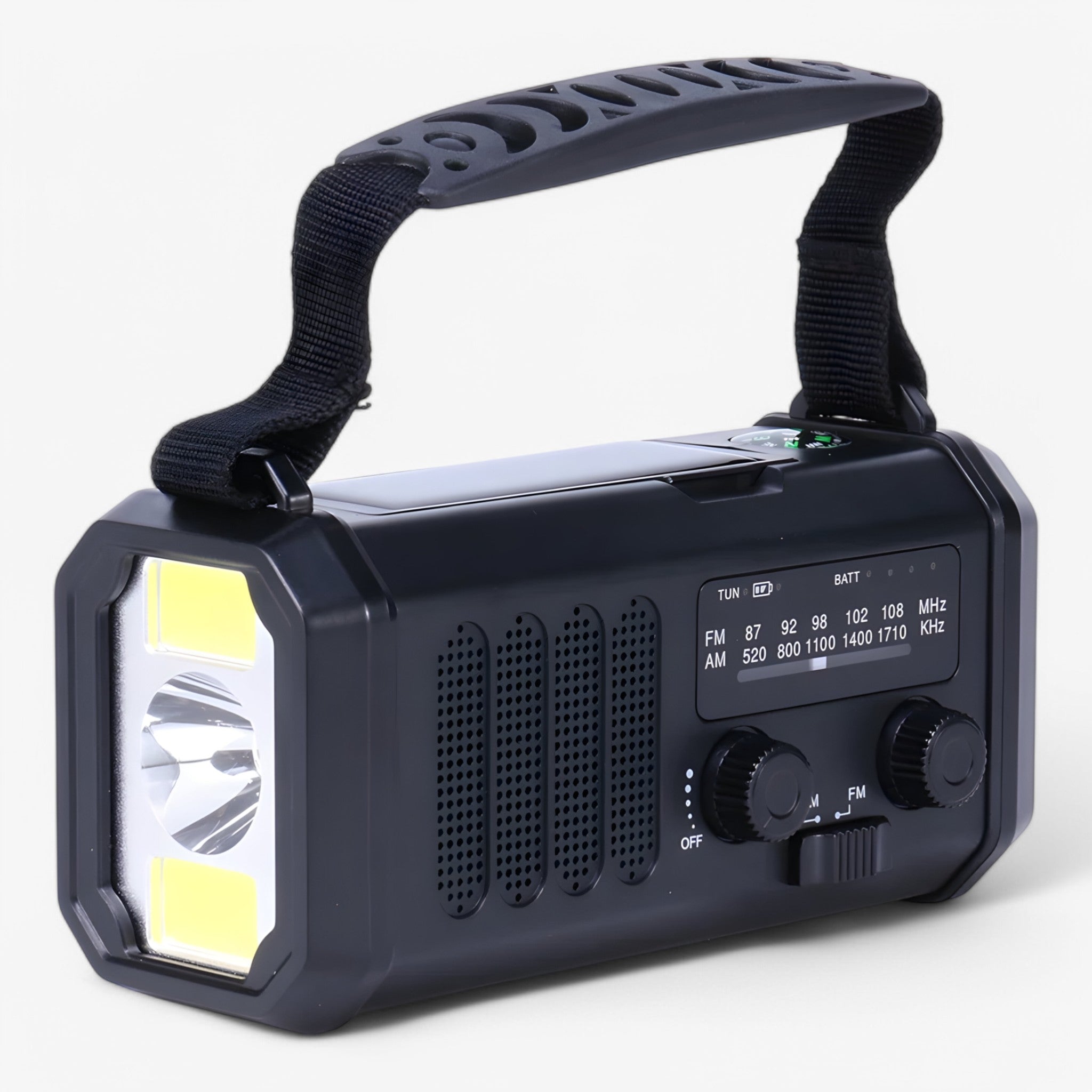 Radio Portatile con Manovella - Nero - AM FM weer radio compacte radio voor kamperen draagbare noodradio emergent radio handcrank radio home & garden LED zaklamp radio manovella noodcommunicatie noodvoorzieningen portatile powerbank functie radio radio portatile zonne-energie radio - Concept Palermo