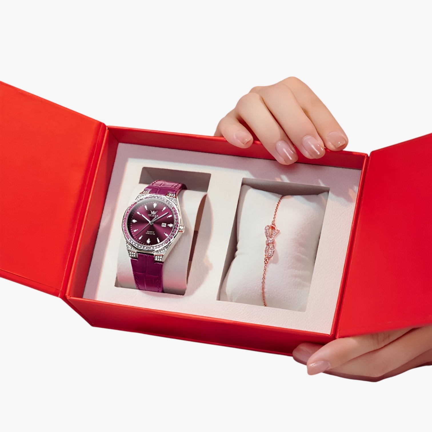 Orologio impermeabile con cinturino in pelle - Set Rosso Vino - cinturino female watch impermeabile ladies watch orologio orologio impermeabile pelle watch watch for women watches - Concept Palermo