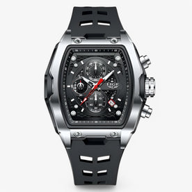 Orologio Sportivo Uomo Lusso in Silicone Nero con Cronografo - Nero argento - accessoires horloges Linen Men orologio orologio sportivo silicone sport sportivo uomo watches - Concept Palermo