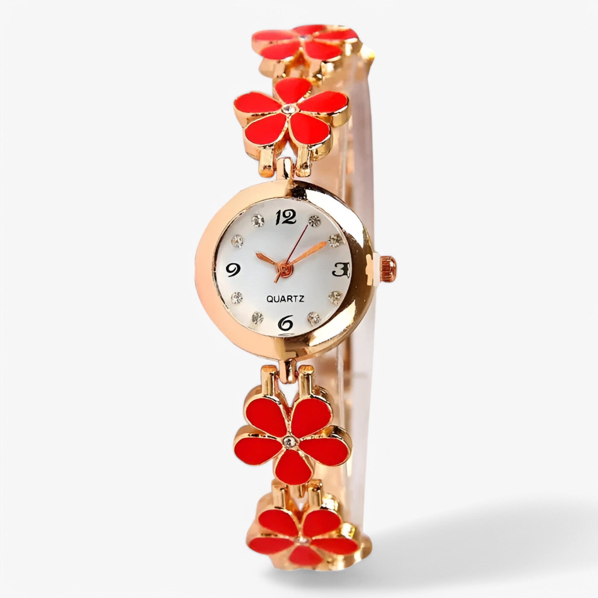 Orologio da polso analogico al quarzo con fiori e biscotti per Donna - Rossa - analogico biscotti donna female watch fiori orologio orologio polso polso quarzo watch for women - Concept Palermo