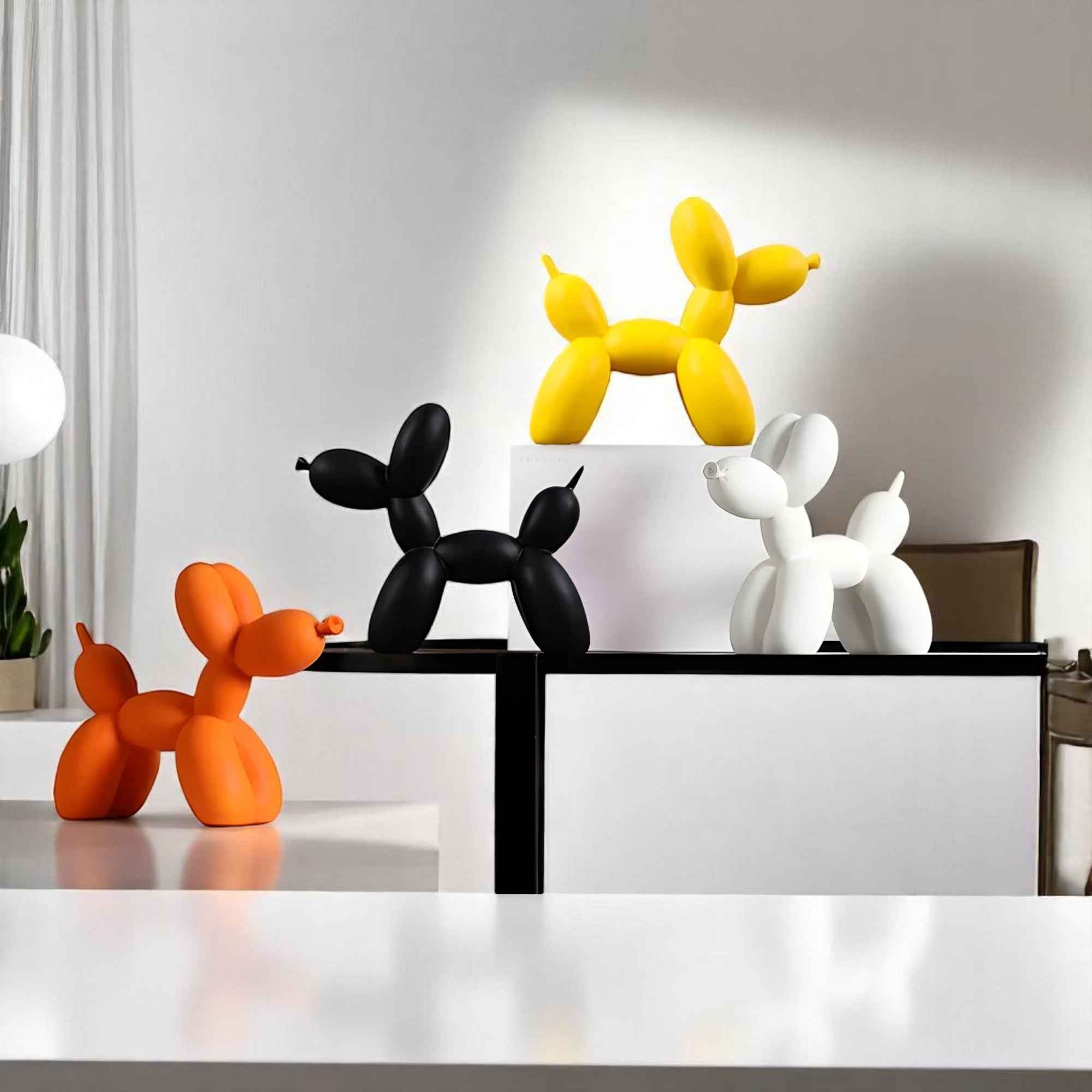 Statua Cane Palloncino Pop Art Moderna in Resina – Decorazione Design Scandinava per Tavolo