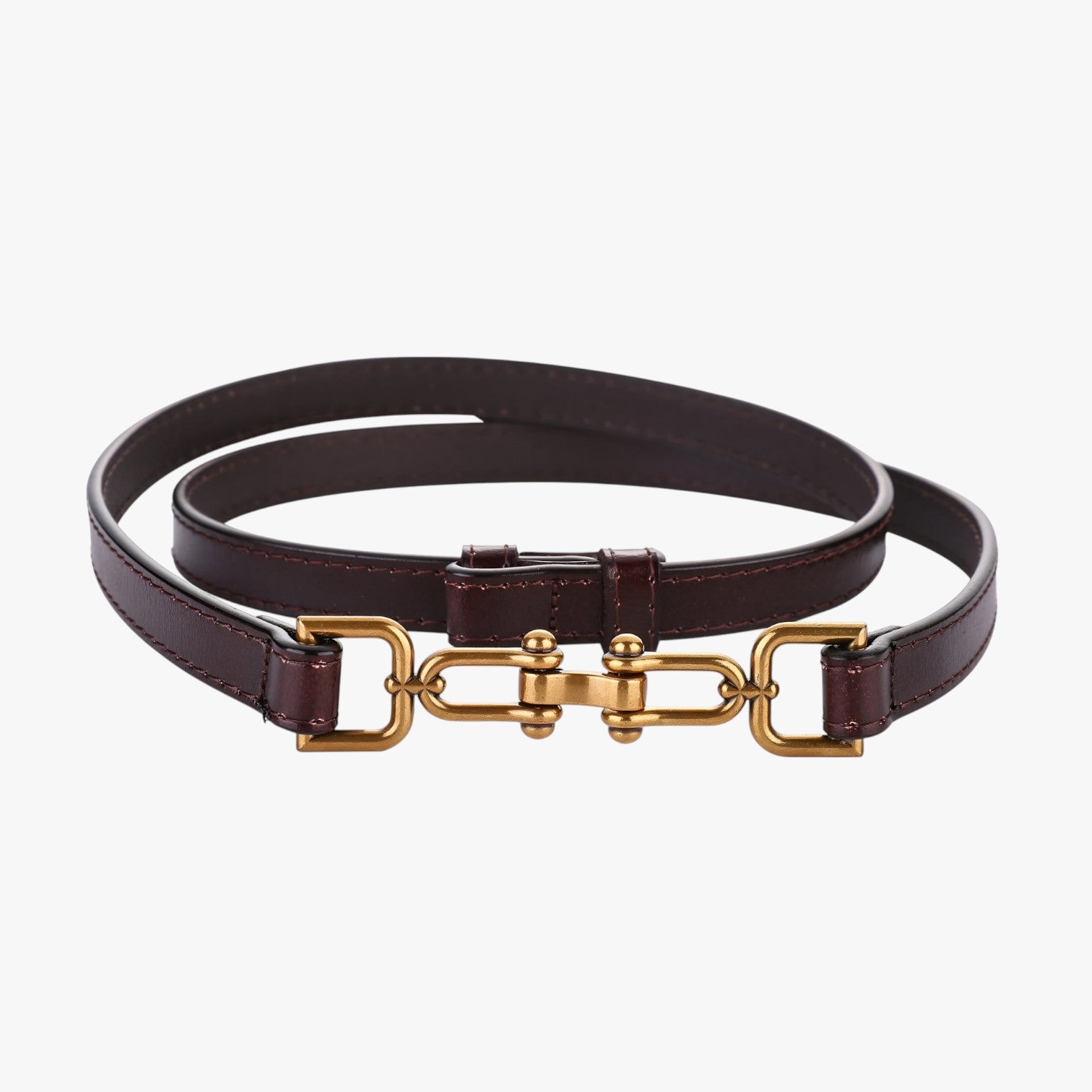 Cintura Sottile in Vera Pelle Nera da Donna Stile Coreano Elegante - Caffè 97cm CINA - Belts cintura cintura sottile coreano pelle sottile stile waist belt for women Womens belt - Concept Palermo