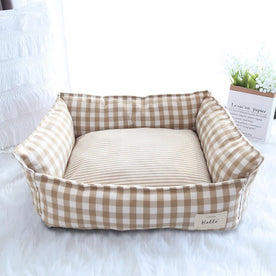 Letto per cani Fantasia a quadri beige - Morbido giaciglio - Beige - cross-from-pantino-8951718510938 dieren honden hondenbed hondenbed ruitjespatroon hondenmand huisdieren katoen katten New-google pets ruitjespatroon rustplaats zachte - Concept Palermo