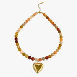Waterdichte gekleurde kralenketting met gouden hart Lana