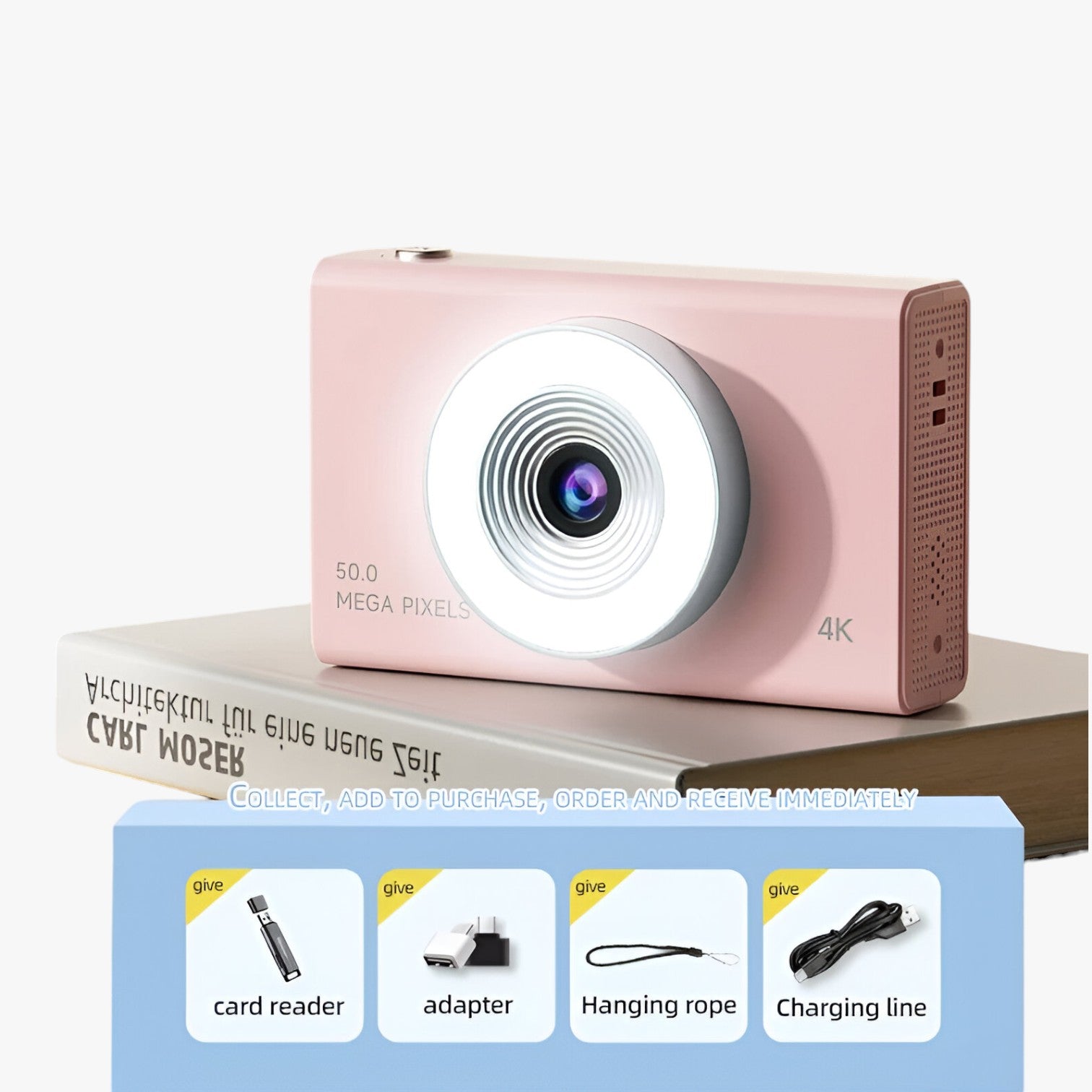 4K Retro Camera Hoge definitie en draagbaar ontwerp - Rosa - camera definitie draagbaar gadget gadgets hoge ontwerp retro retro camera - Concept Palermo