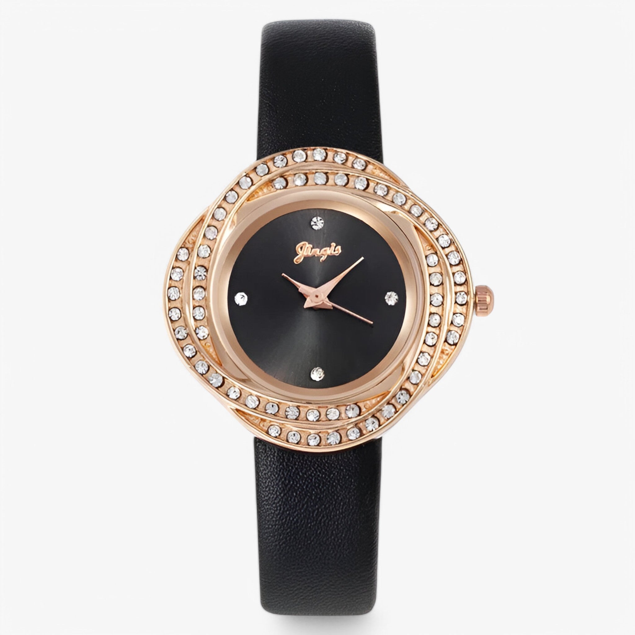 Orologio da donna in pelle con quadrante a strass irregolari - nera - donna female watch irregolari orologio orologio donna pelle quadrante strass watch for women watches - Concept Palermo