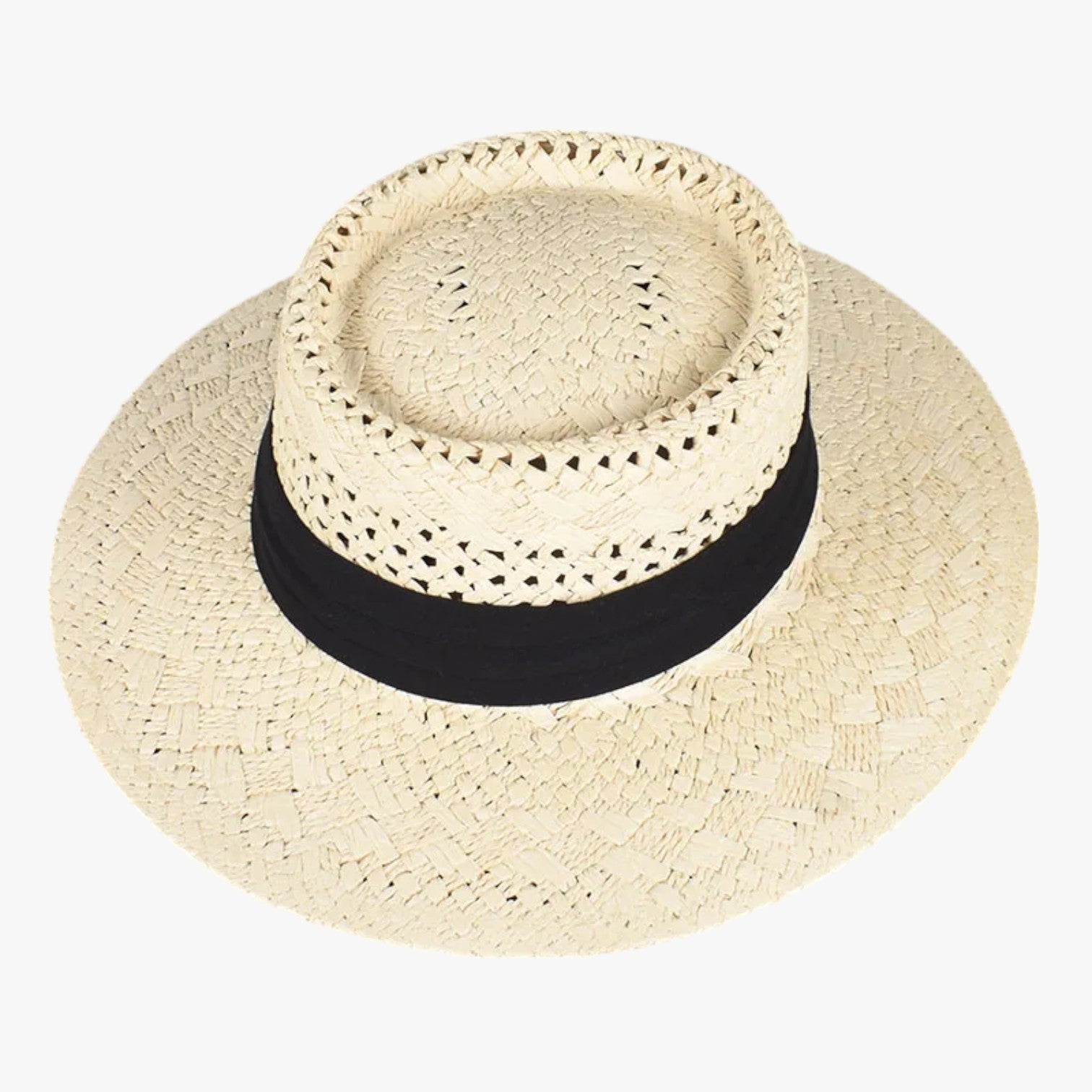 Cappello estivo a tesa larga Uomo - Beige-Nero Circa 56-58cm - cappello cappello estivo estivo hat Hat for girls larga summer hat Sun Hats tesa uomo women hat women's hat - Concept Palermo