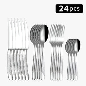 Set Posate Acciaio Inox Completo per 6 Persone - Servizio Tavola Elegante e Resistente - argento - acciaio famiglia Kitchen kitchen & dining kitchen utensil Kitchen Utensils Linen Men posate posate acciaio tutta uomo - Concept Palermo