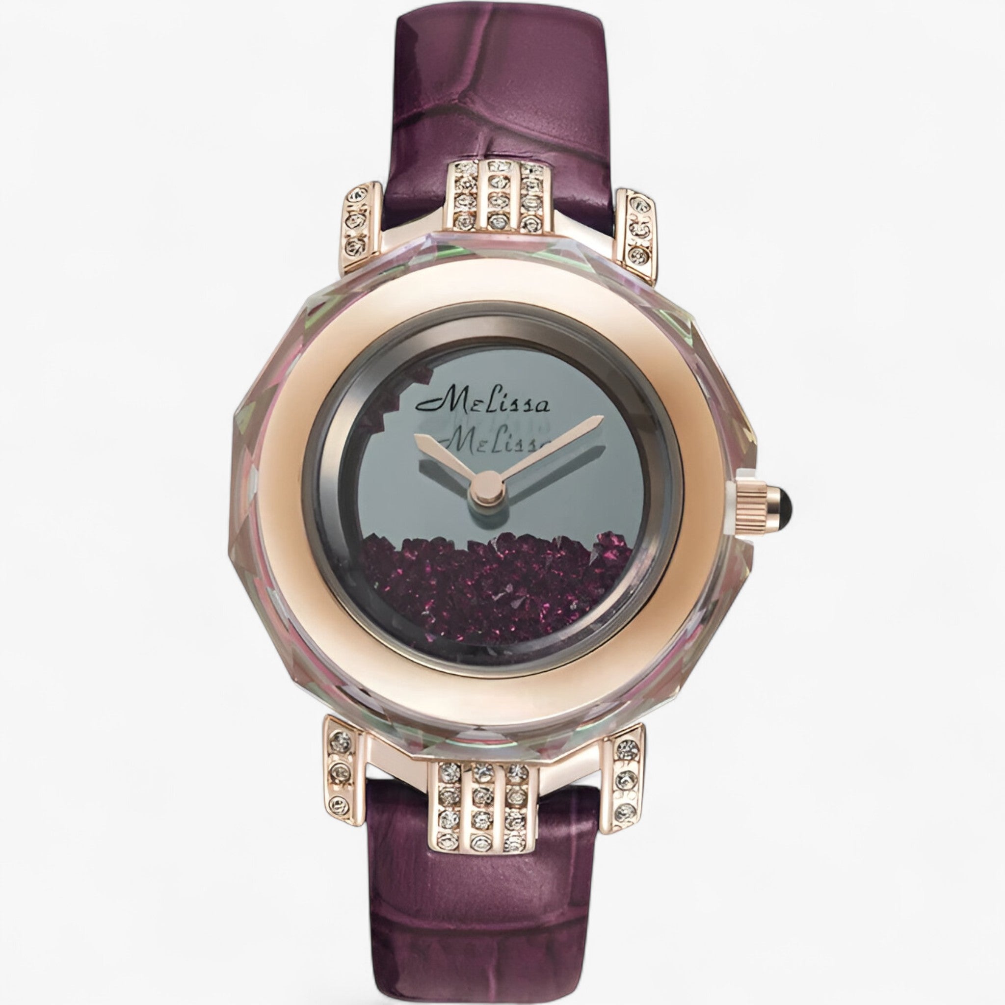 Orologio da donna con cristalli austriaci e movimento al quarzo giapponese Pelle - Porpora - austriaci cristalli donna female watch giapponese movimento orologio orologio donna pelle watch for women - Concept Palermo
