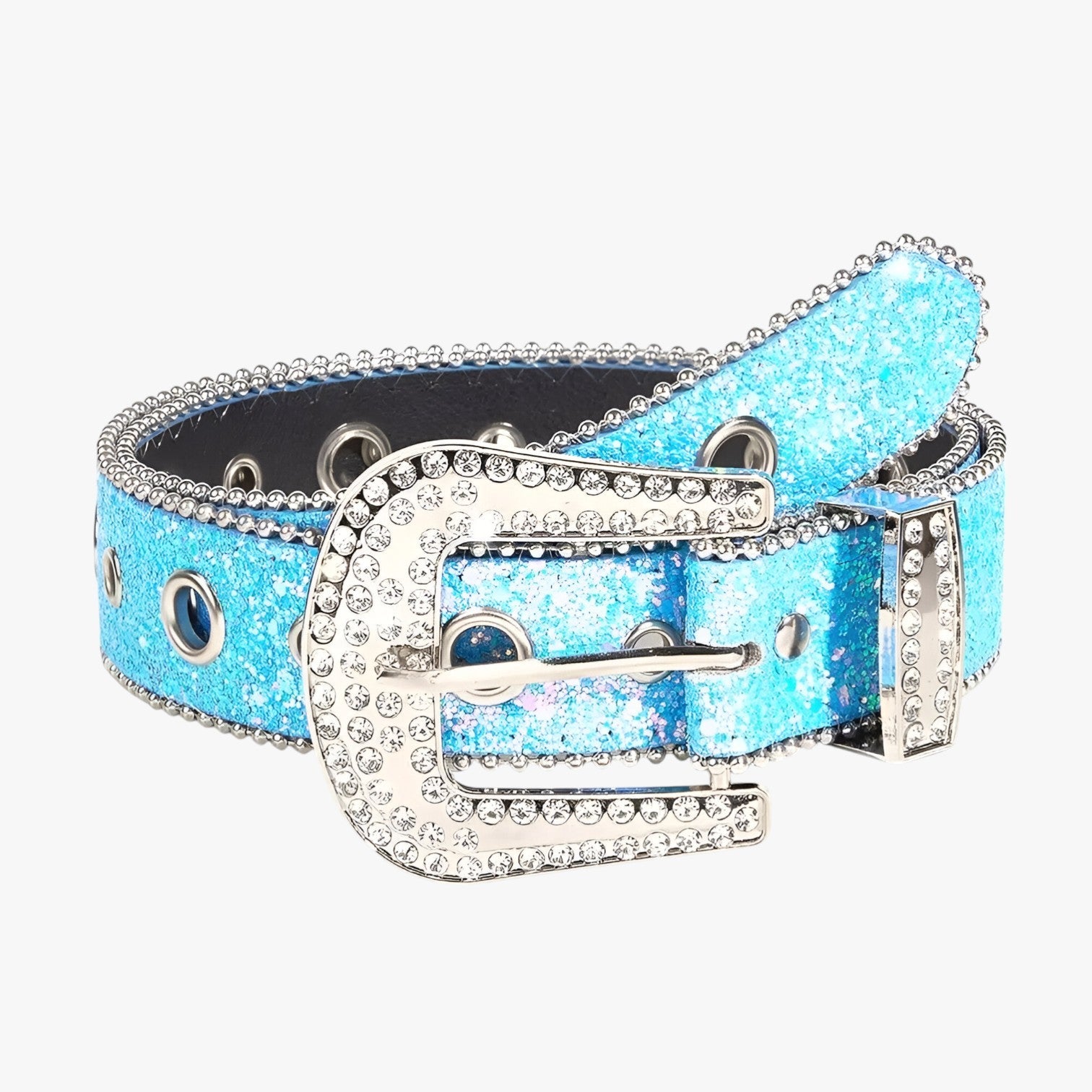 Cintura in pelle luccicante alla moda con borchie Donna - Blu - alla belt buckle women belts borchie cintura cintura pelle donna luccicante moda pelle waist belt for women Womens belt - Concept Palermo