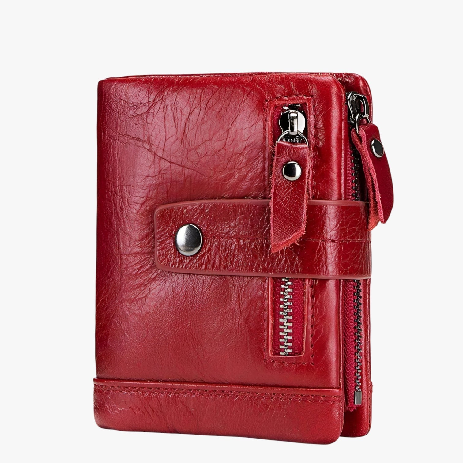Portafoglio Donna in Vera Pelle Lusso, Compatto e Pratico - Elegante e Funzionale - Rosso - compatto donna pelle portafoletta portafoletta donna pratico wallet wallets womens wallet - Concept Palermo