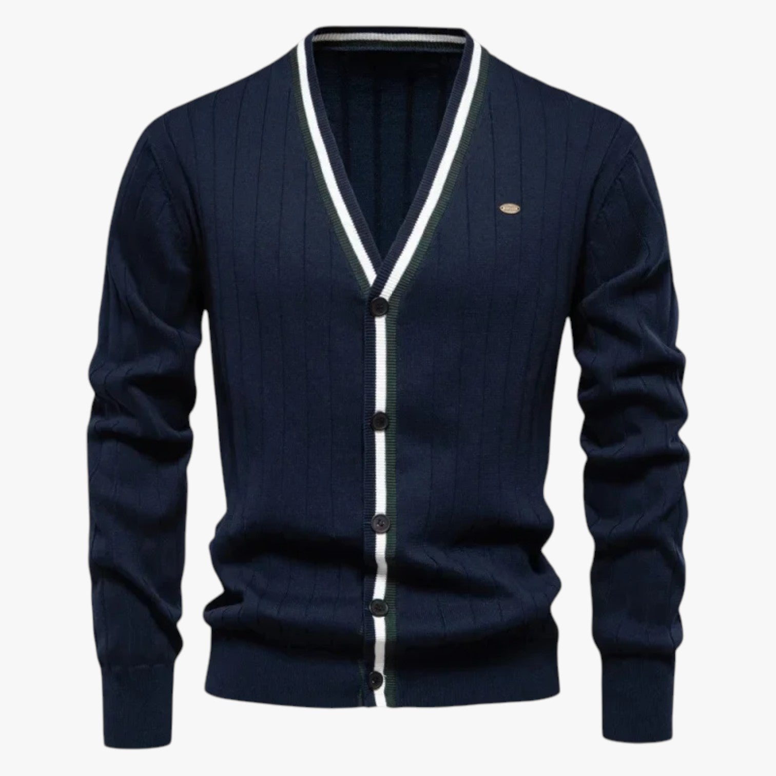Cardigan in lana con scollo a V da uomo, stile caldo color block per autunno/inverno - Blu Navy S - autunno block caldo cardigan cardigan lana color inverno lana Sweater sweater men sweaters - Concept Palermo