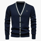 Heren wollen vest met V-hals, warme color block stijl voor herfst/winter