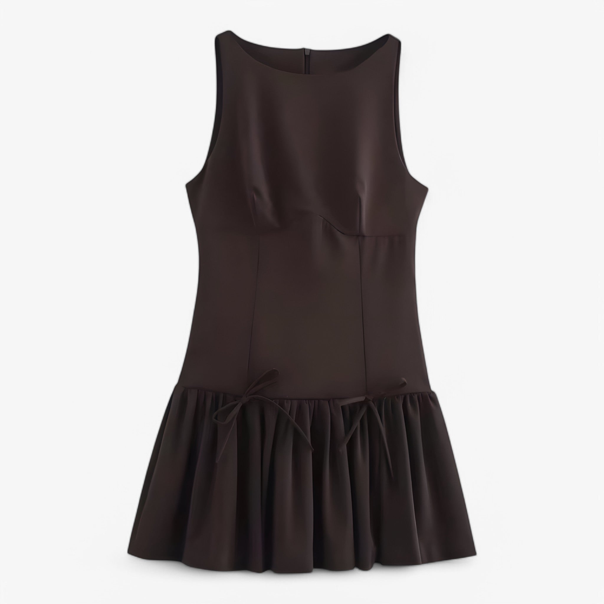 Mini Abito Donna Nero Elegante Aderente in Maglina Elasticizzata da Sera S-XL - Marrone - abito abito chic alla chic dresses moda uomo - Concept Palermo