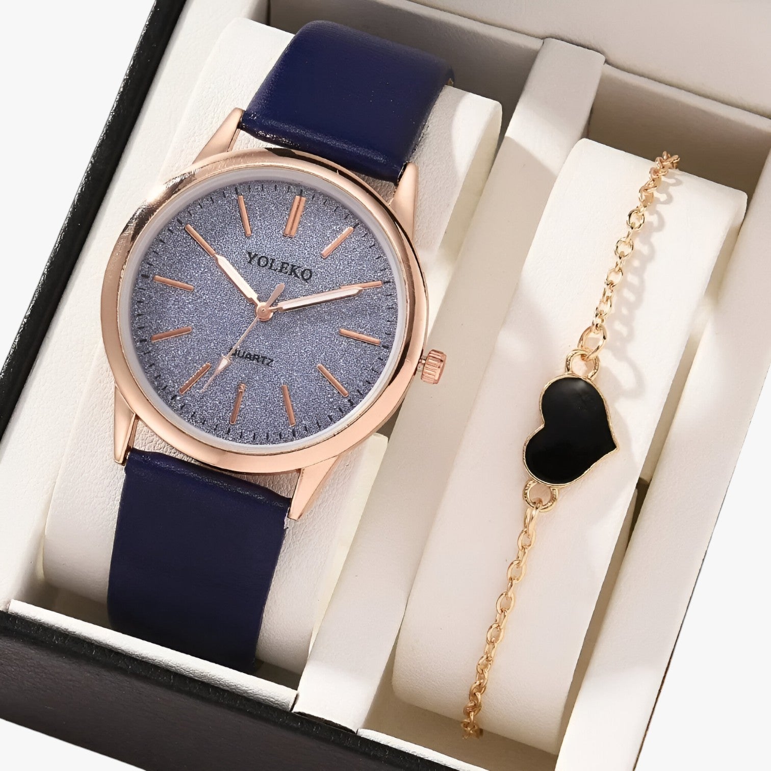 Set Eleganza Femminile 2 Orologi da Donna in Pelle e Bracciale, Stile Lusso al Polso - Blue - bracciale donna eleganza eleganza femminile female watch femminile ladies watch orologi pelle polso watch watch for women watches wrist watches for women - Concept Palermo