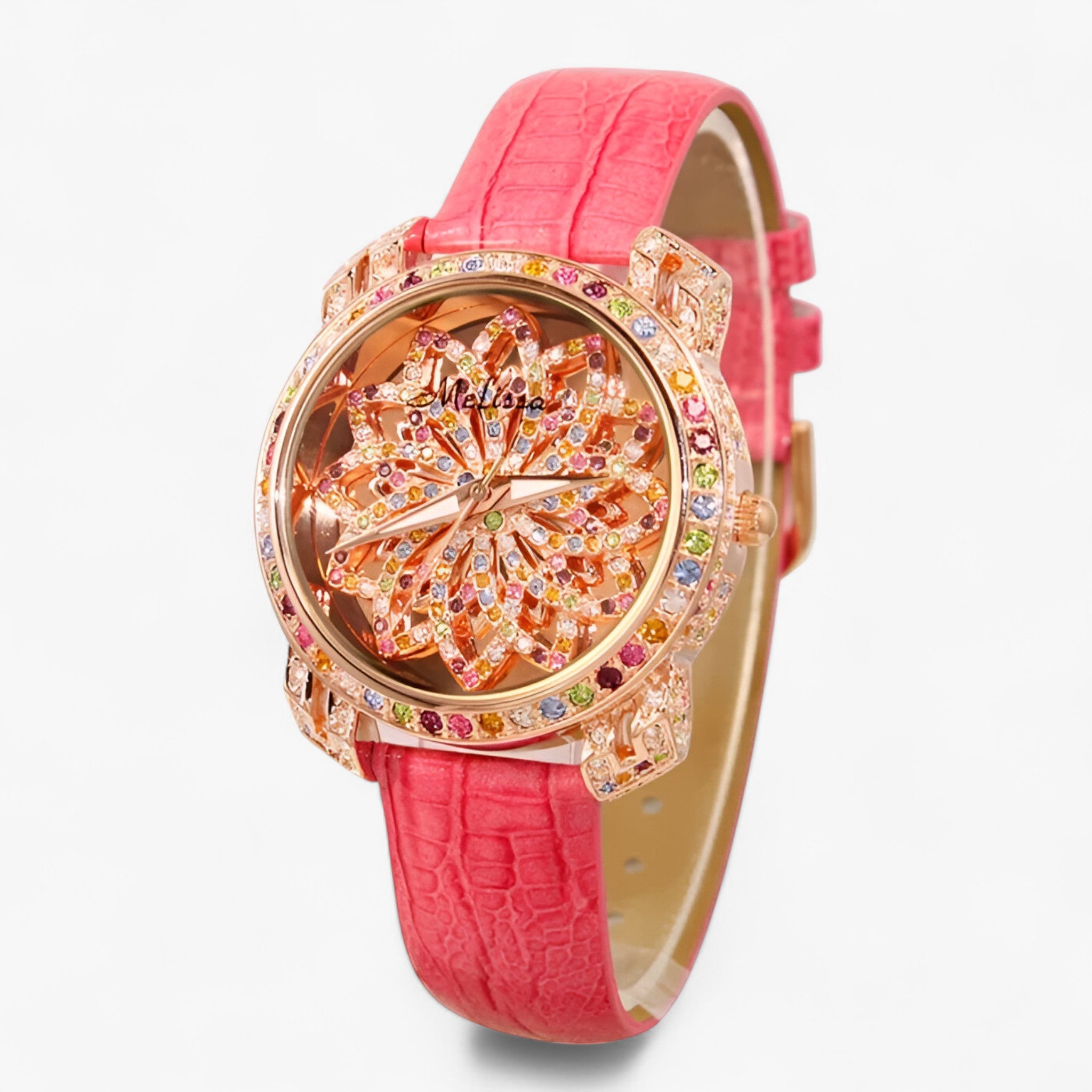 Orologio da donna al quarzo con cristallo a caramella e cinturino in pelle - Rosa - caramella cinturino cristallo donna female watch orologio orologio donna pelle quarzo watch for women - Concept Palermo