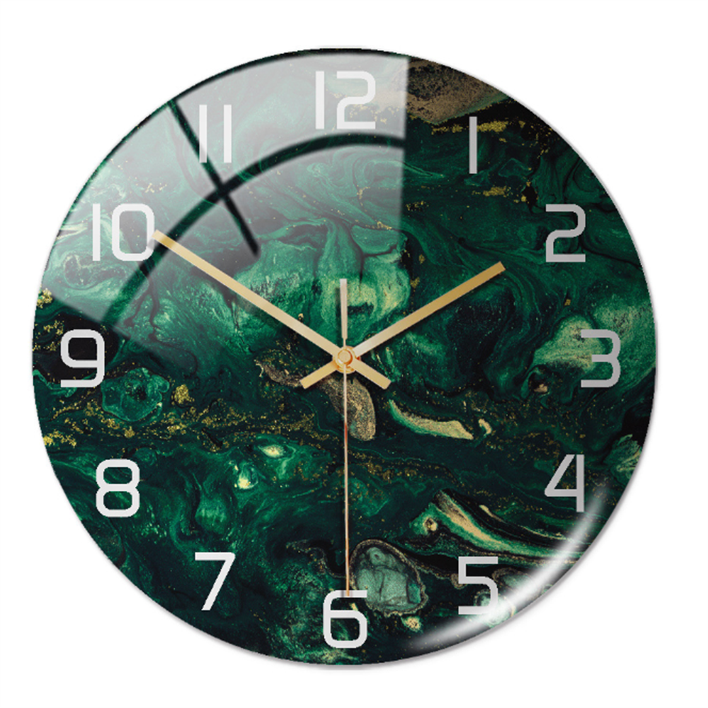 Orologio da Parete Silenzioso Ø30cm, Effetto Marmo Bianco Lusso Moderno per Soggiorno/Ufficio - Verde scuro - clocks marmo orologio orologio marmo tempo wall clocks - Concept Palermo