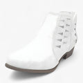 Botines blancos de punto perforado estilo western piel