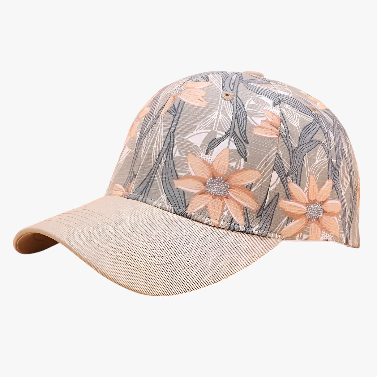 Cappellino da baseball in cotone con stampa a foglie e visiera parasole Uomo - Khaki Regolabile - baseball Baseball caps cappellino cappellino baseball caps cotone foglie men's hat mens cap parasole stampa - Concept Palermo