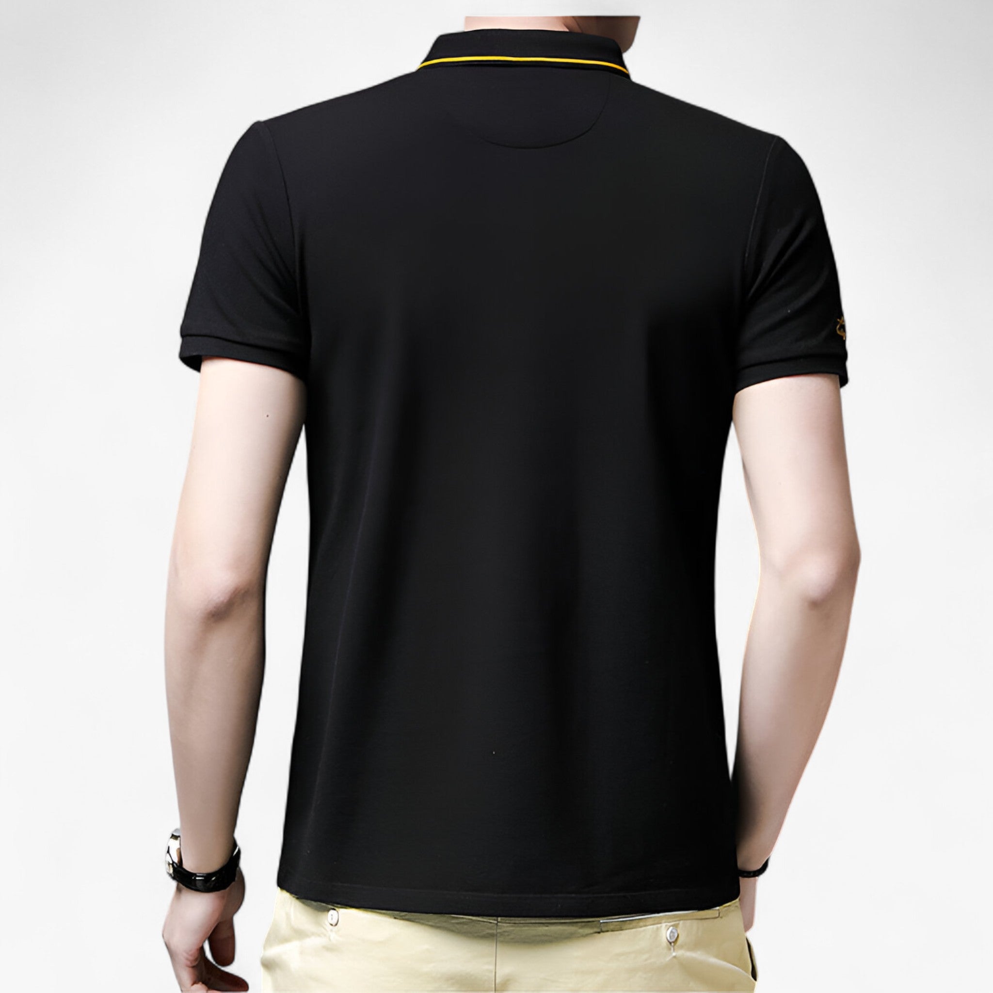 Uomo Polo Nera - Piqué di Cotone Traspirante per Vestibilità Comoda e Durata