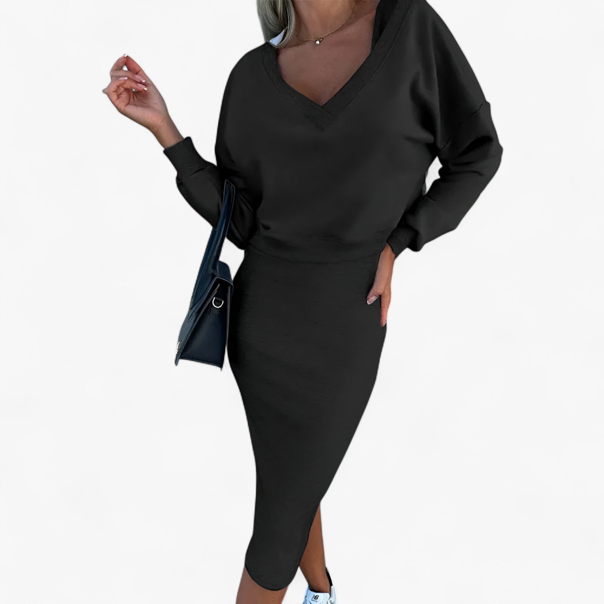 Set maglione e vestito – Comodo e sexy Donna - Nero - donna maglione maglione vestito outfit sets sexy vestito - Concept Palermo