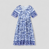 Zomerse bloemenjurk dames in chiffon elegant met dunne bandjes  