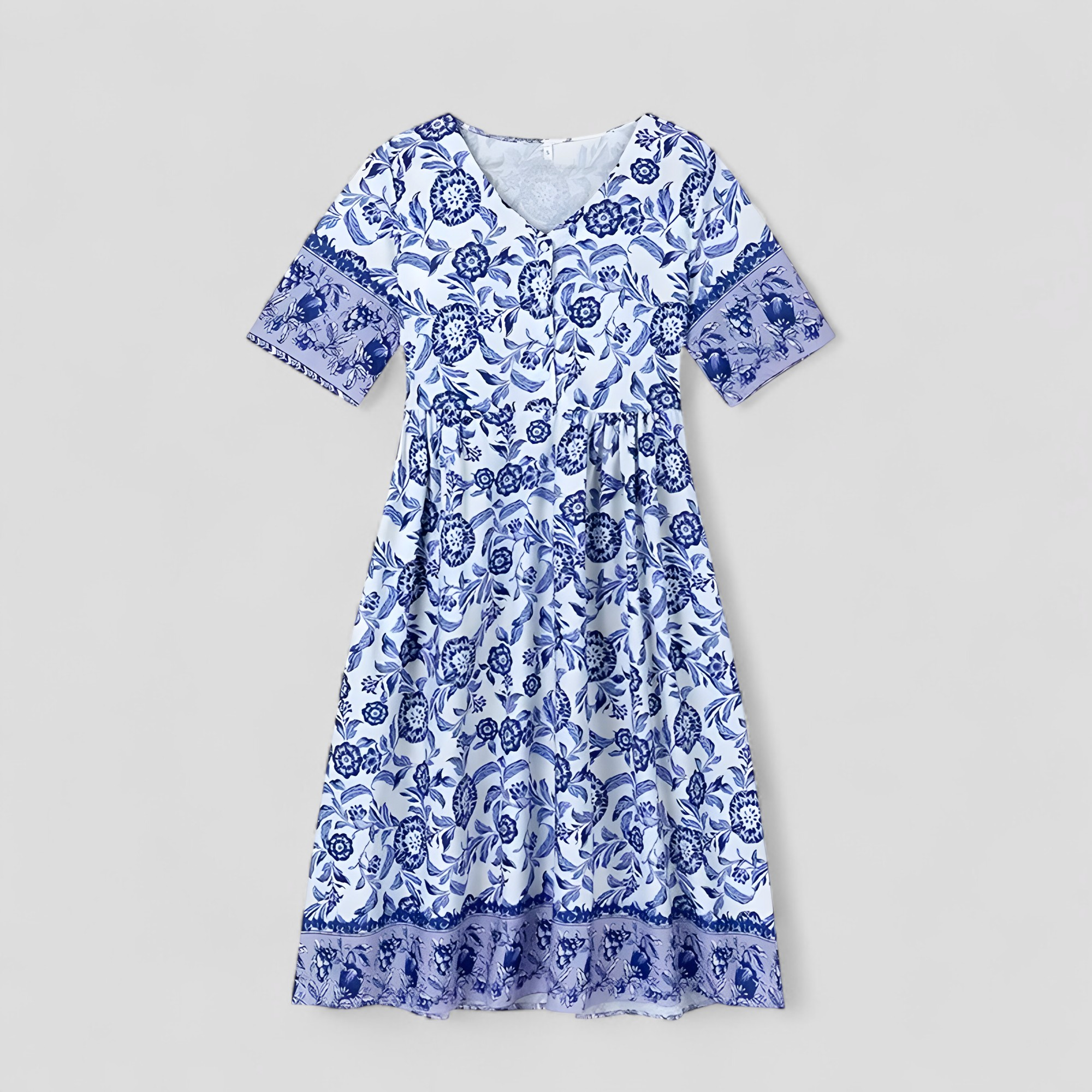 Abito Estivo Donna Con Stampa Floreale - Blu - abito abito elegante abito estivo abito floreale donna dresses estivo fashion estate floreale moda femminile scollo a V stampa stile estivo tessuto leggero vestito comodo vestito lavabile - Concept Palermo