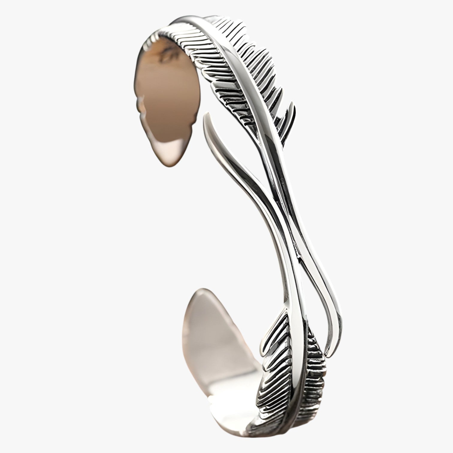 Bracciale in Argento 925 con Piuma Dorata Stile Vintage Punk Pelle - - bracciale bracciale piuma BRACELET bracelet for men BRACELETS dorata jewelry mens bracelet pelle piuma punk stile - Concept Palermo