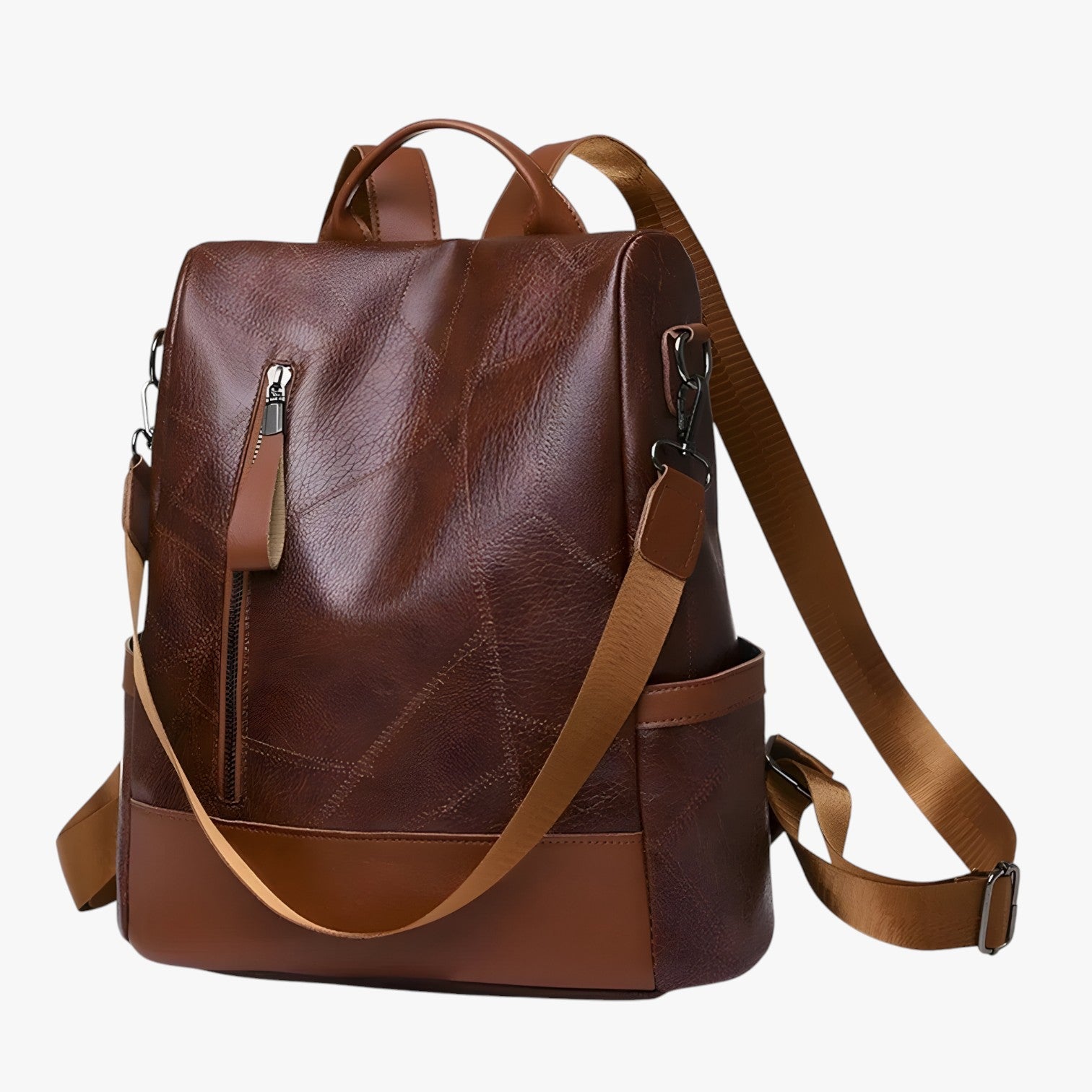 Zaino Donna in Vera Pelle Nera per Scuola, Viaggi e Lavoro - Elegante e Spazioso - Marrone - Bags donna pelle scuola scuola viaggi Shoulder Bags viaggi women bags - Concept Palermo