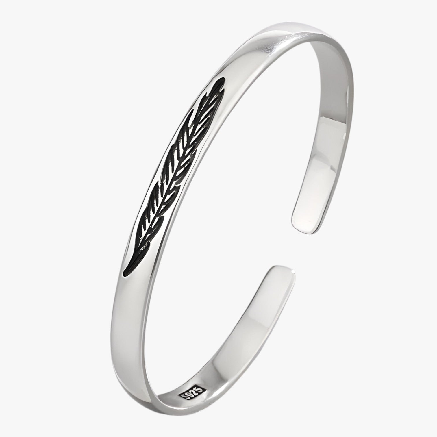 Bracciale in Argento 925 con Piuma Dorata Stile Vintage Punk Pelle - - bracciale bracciale piuma BRACELET bracelet for men BRACELETS dorata jewelry mens bracelet pelle piuma punk stile - Concept Palermo
