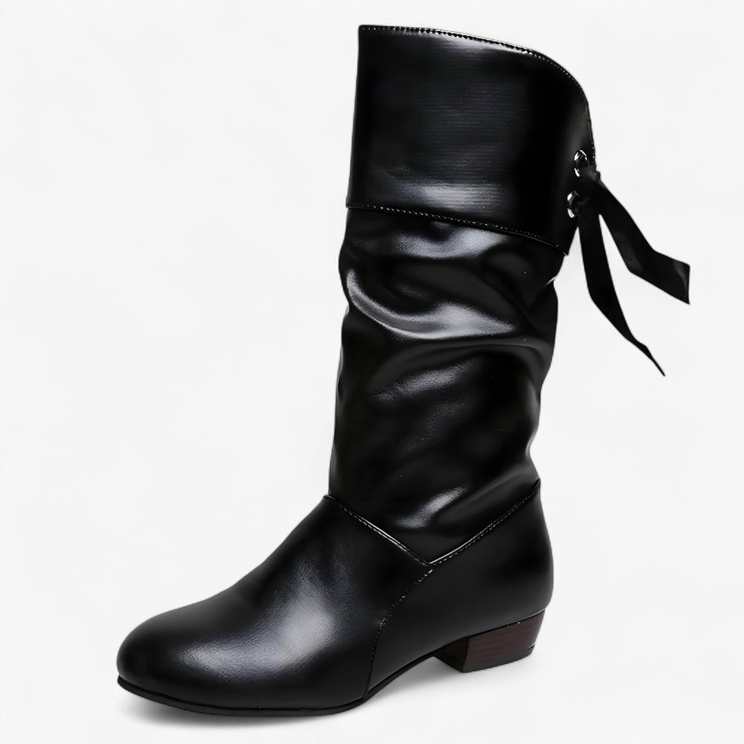 Stivali western al polpaccio con tacco spesso - Nera - BOOTS Boots & Shoes polpaccio shoes spesso stivali stivali western tacco western - Concept Palermo
