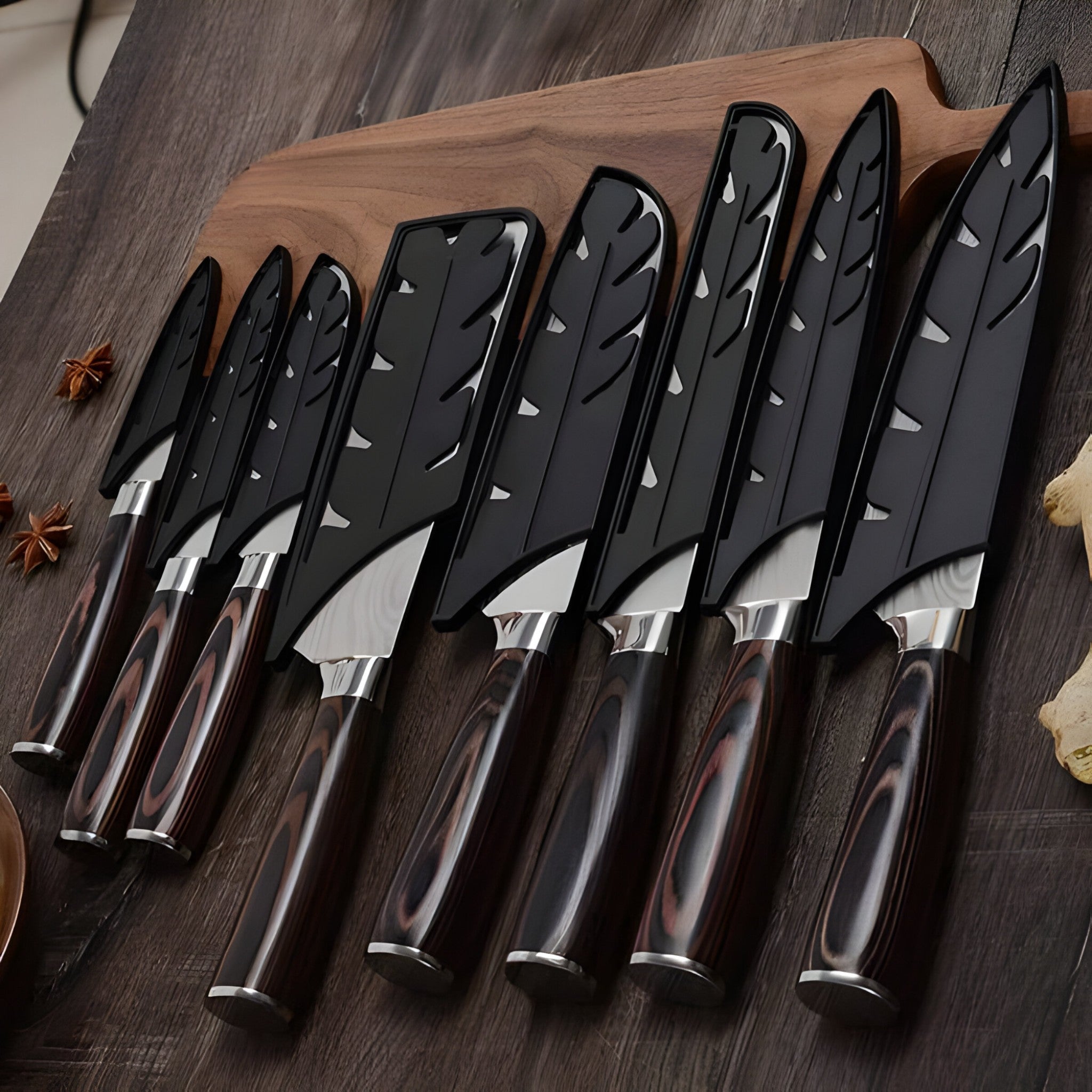 Set 8 Coltelli da Cucina Giapponesi Calla in Acciaio Damasco, Affilatissimi per Chef Professionisti - - calla coltelli cucina damasco damascus pattern giapponesi high-quality knife home & garden Japanese knife kitchen knife set Kitchen Knives knife set knives motivo - Concept Palermo