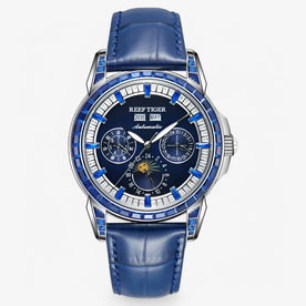 Orologio Meccanico da Uomo Multi-Quadrante, Automatico, in Acciaio Inox - blu 1 - Linen meccanico Men mens watch multi orologio orologio meccanico quadrante uomo watch for men watches - Concept Palermo