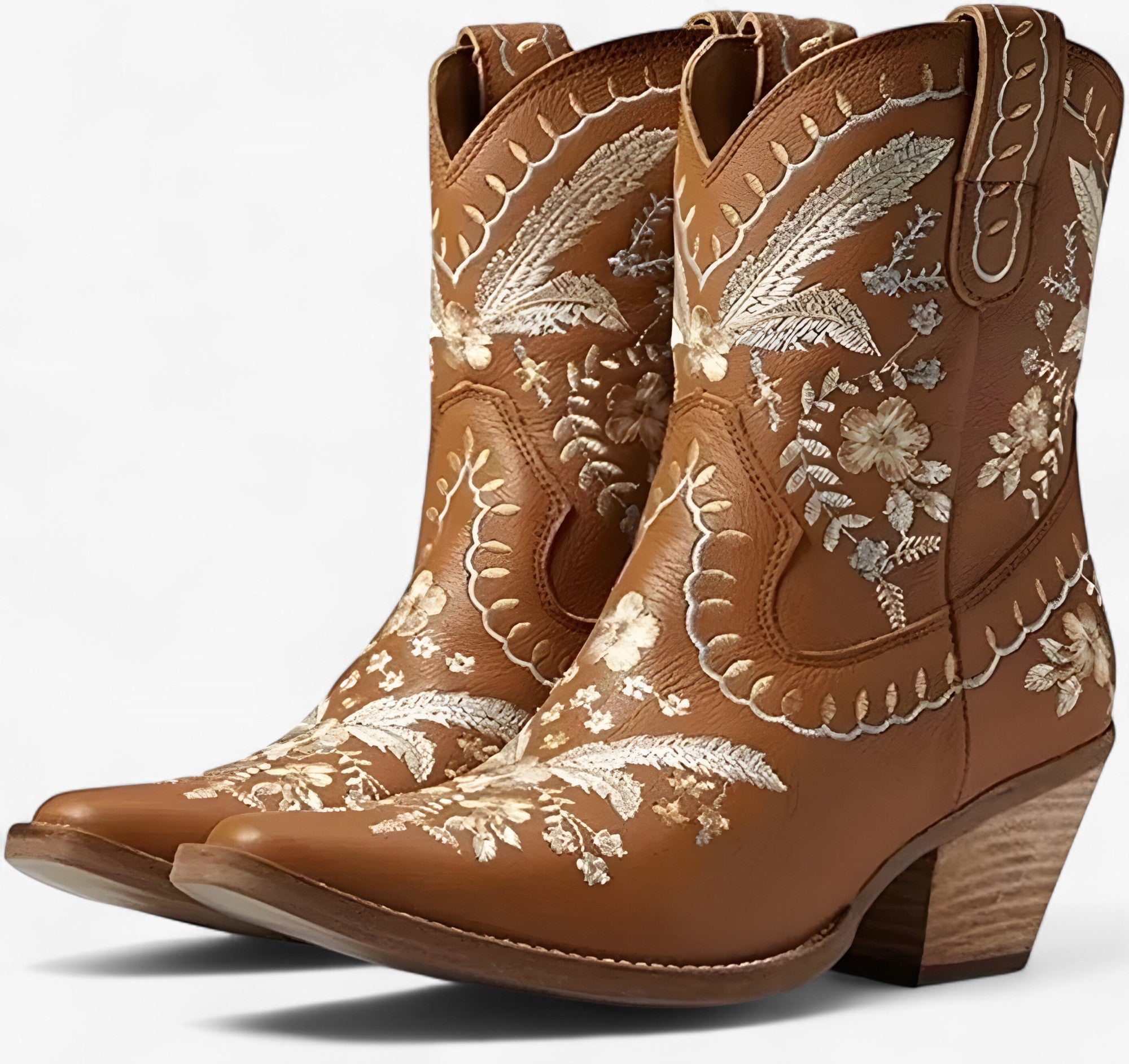 Stivali western ricamati con tacco grosso, stile cowgirl - Marrone - BOOTS Boots & Shoes cowgirl grosso ricamati shoes stile stivali stivali western tacco - Concept Palermo