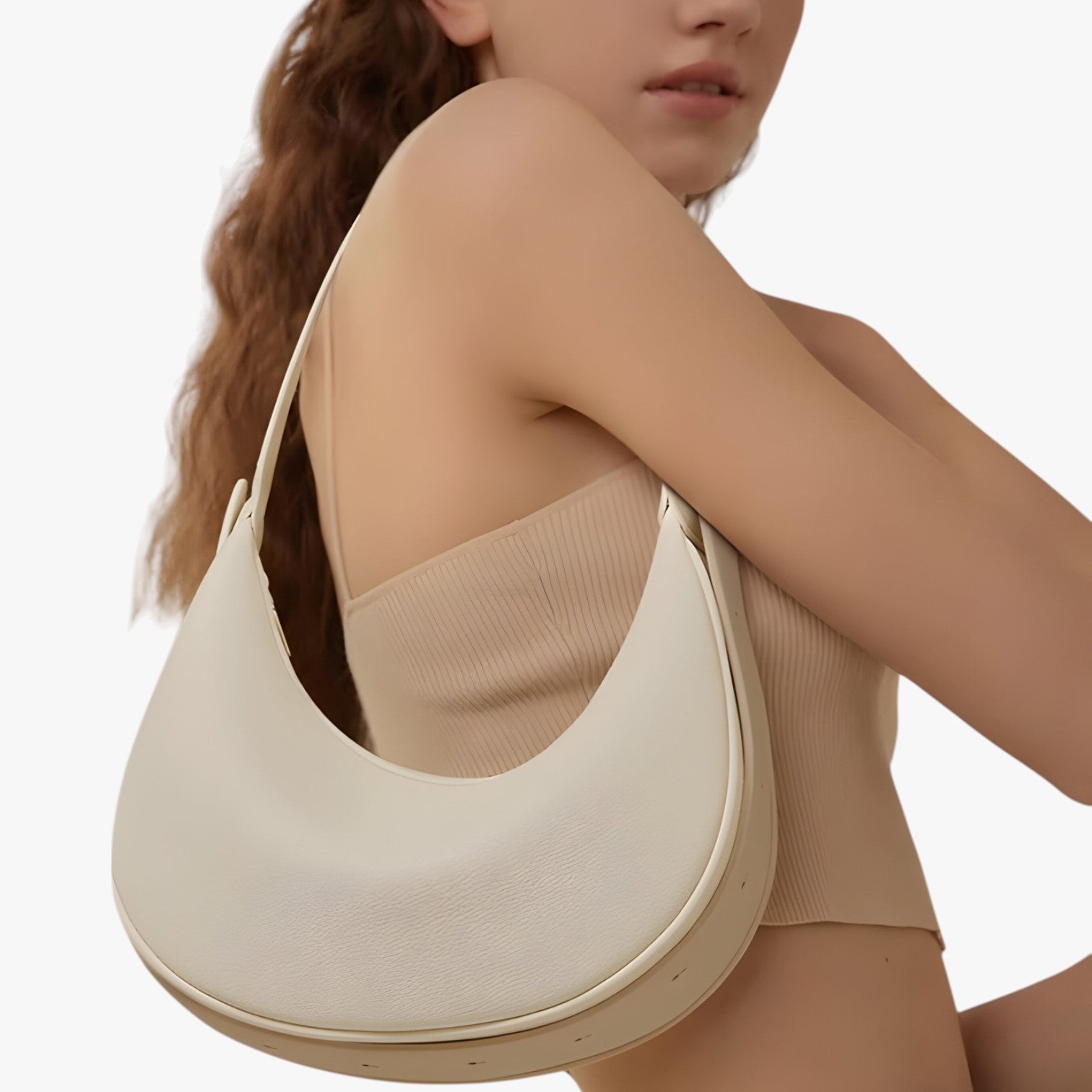 Borsa Donna a Mezza Luna Elegante in Pelle Sintetica Nera con Tracolla Regolabile - - bag Bags borsa borsa mezza donna handbags luna mezza women bags Women's handbags - Concept Palermo