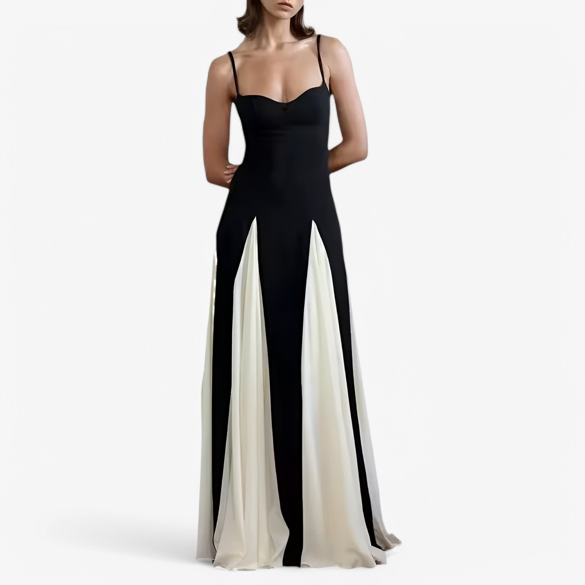 Abito da Sera Donna Elegante Spalle Scoperte, Vestito Lungo Cerimonia in Raso Nero - - abito abito sera donna dresses scoperte sera spalle - Concept Palermo