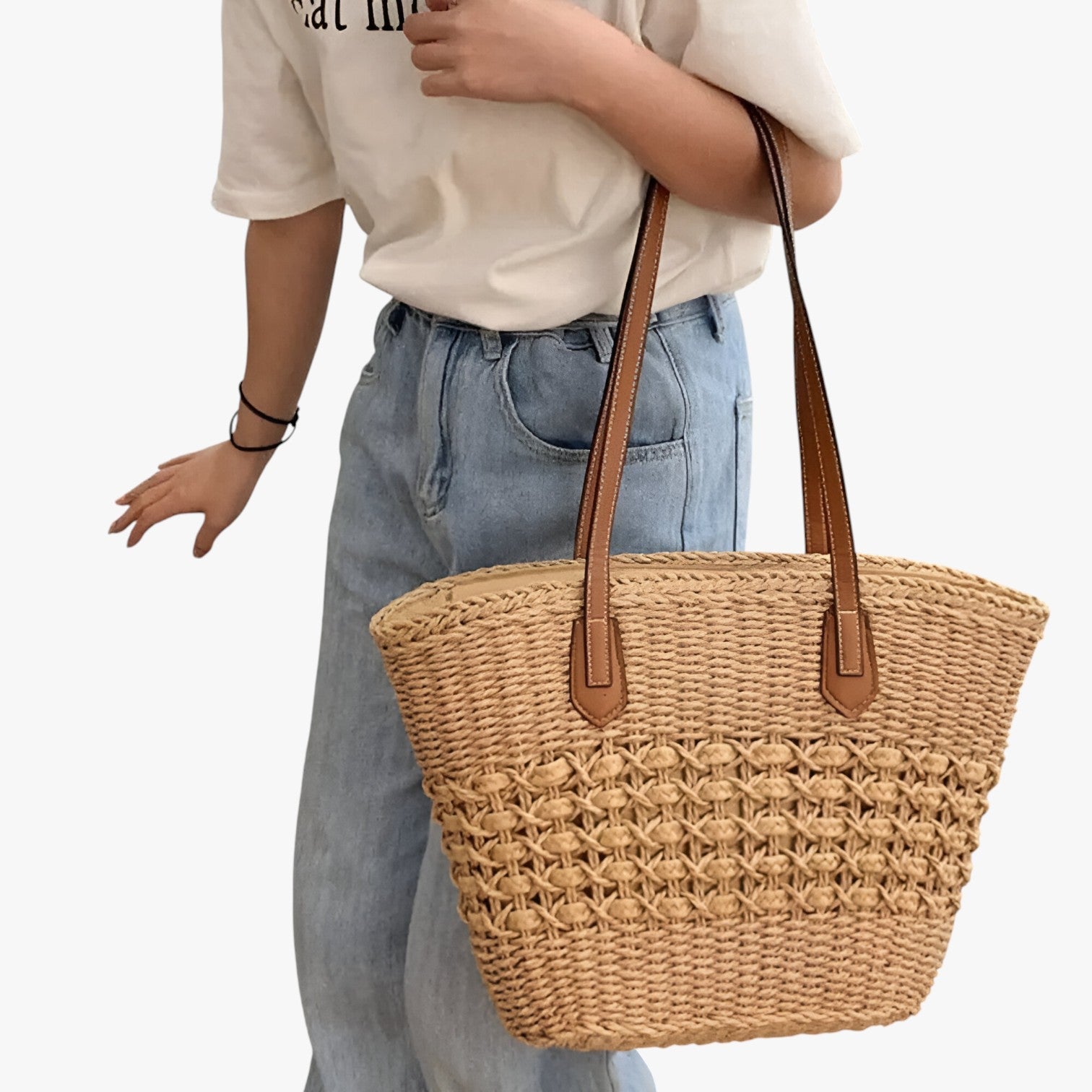 Borsa a tracolla in paglia intrecciata per donna - Leggera e spaziosa borsa estiva - - bags borsa borsa tracolla donna estiva handbags intrecciata leggera paglia Women's handbags - Concept Palermo