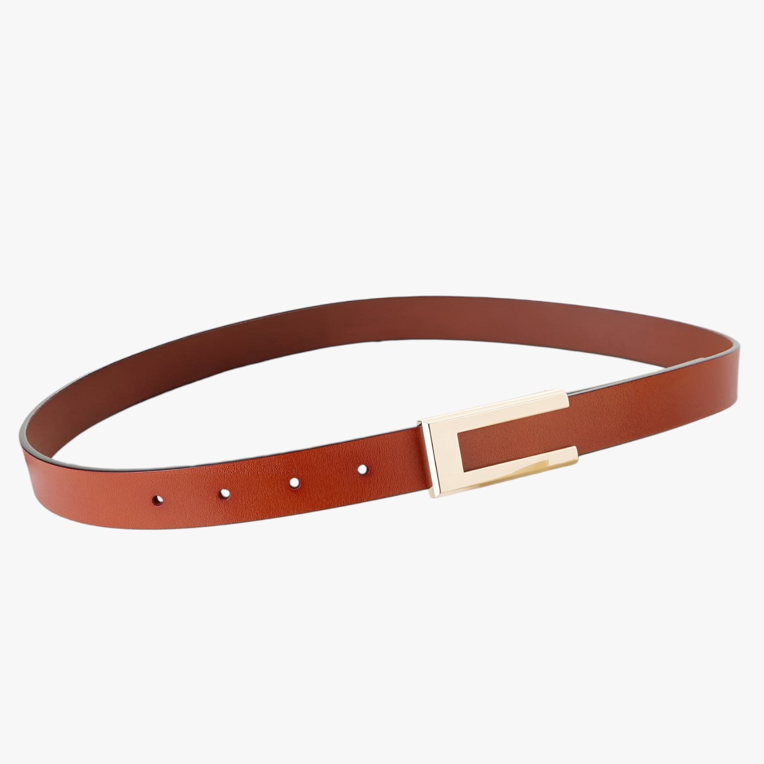 Cintura da donna in pelle autentica di con fibbia dorata, cintura sottile per vestiti - Marrone 100cm Cina - autentica Belts cintura cintura donna donna dorata fibbia pelle sottile waist belt for women Womens belt - Concept Palermo